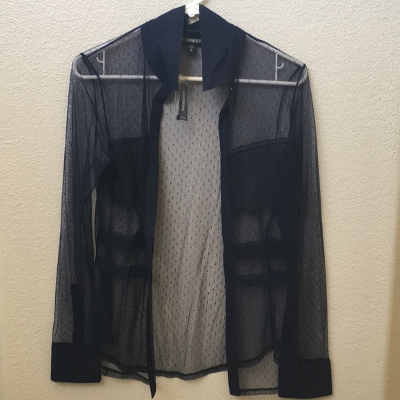 Express blouse navy size m. - Picture 1 of 4